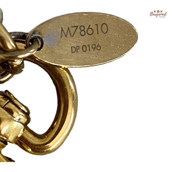Authentic LOUIS VUITTON Gold Stripes Monogram Flowers Keyring Bag Charm M78610 - Picture 12 of 12